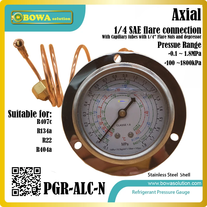 1.8MPa R404a, R22, R134a & R407c Refrigerant Pressure Gauges show low