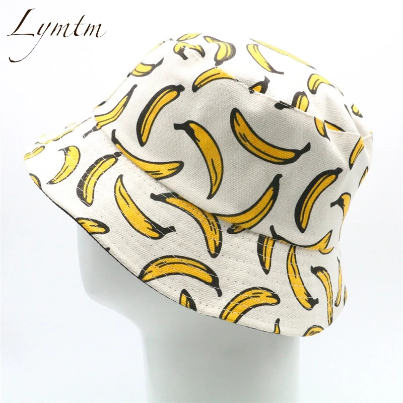 

2019 New Design Women Banana 3D Print Bucket Hat Summer Men Hip Hop Fisherman Cap Men Panama Fishing Beach Sunbonnet Streetwear