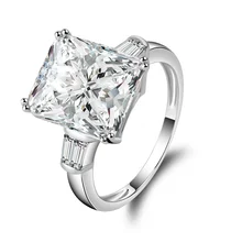 Женское квадратное кольцо 5 карат с тремя камнями, большое Ювелирное кольцо, чистое Серебро 925 пробы, 5A Цирконий CZ обручальное кольцо, подарок
