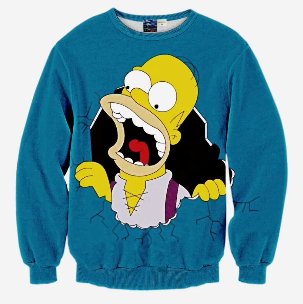 3D sudadera impresión simpson abierta impreso camiseta