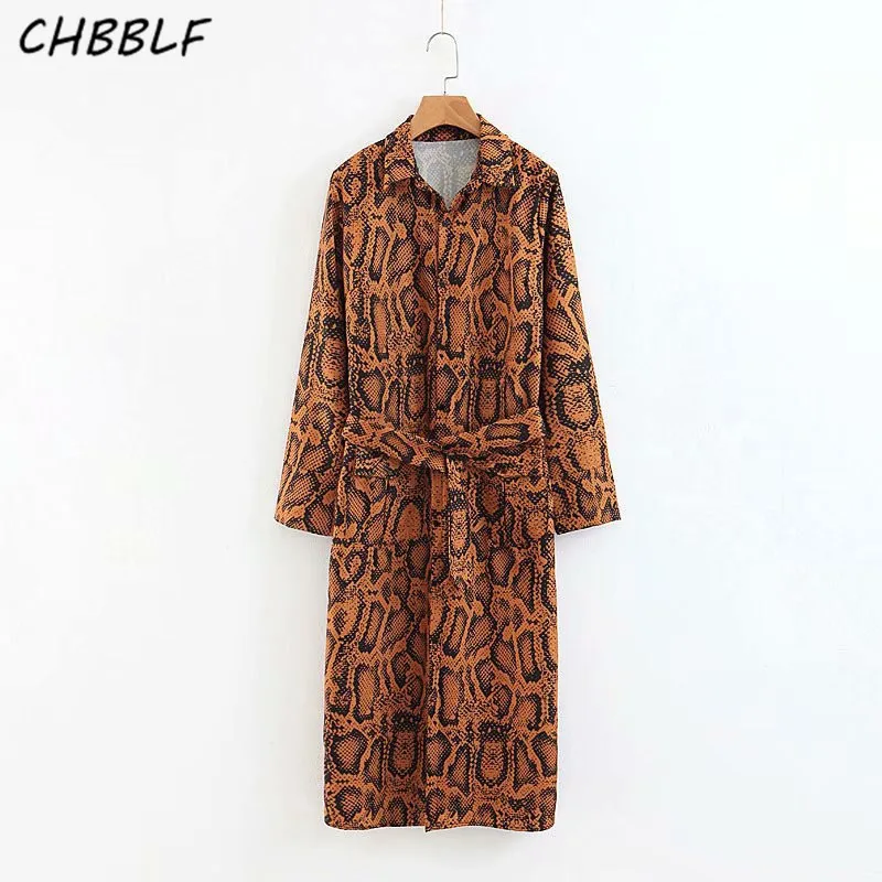 

CHBBLF women vintage leopard print midi dress long sleeve ladies casual retro dresses vestidos mujer XDL1523