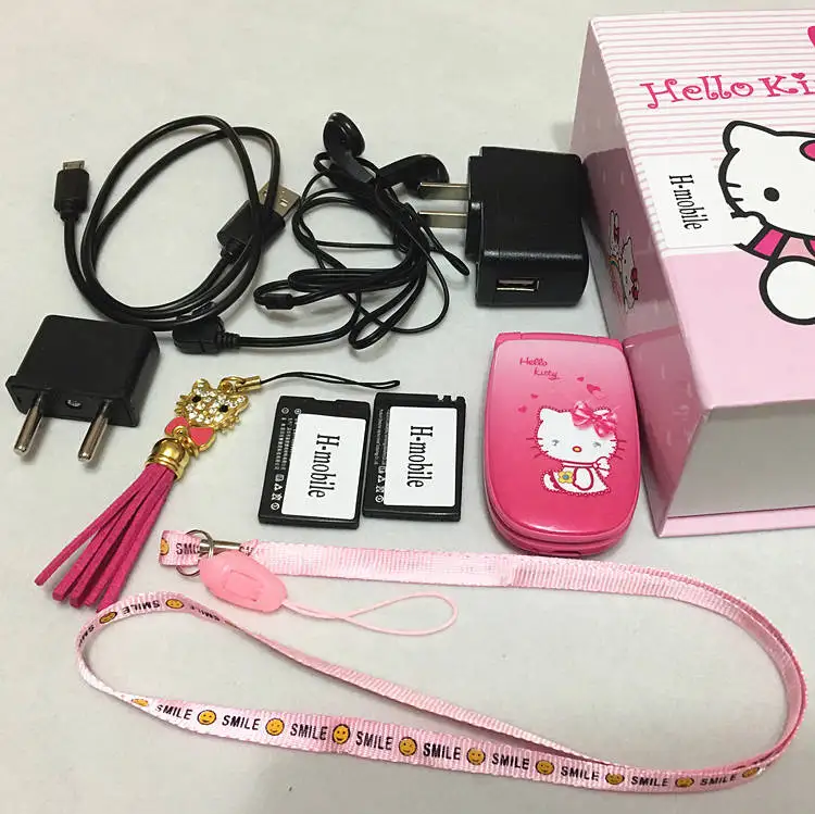 Сотовый телефон hello Kitty W88 2 батареи роскошный музыкальный флэш светильник мини