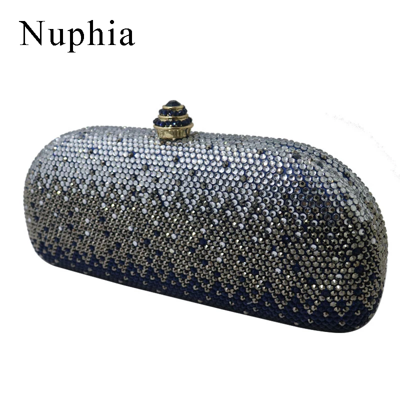 

Nuphia Женская металлическая коробка клатчи и Кристалл вечерние сумки для выпускного вечера темно-красный