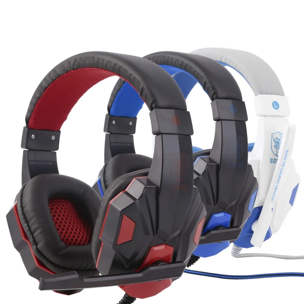 

Hot Sales Adjustable Length Hinges 3.5mm Surround Stereo Gaming Headset Headband Headphone with Mic for PC 3 Color For Choice