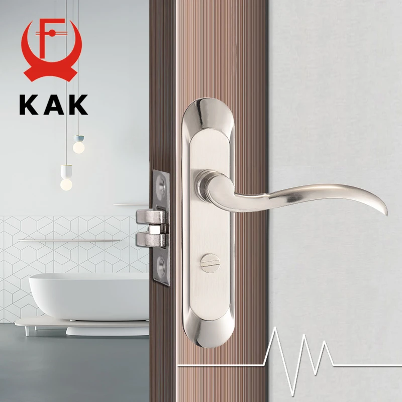 

KAK Fashion Mute Bedroom Door Lock Zinc Alloy Interior Door Handle Washroom Kitchen Toilet Anti-theft Lock Furniture Hardware