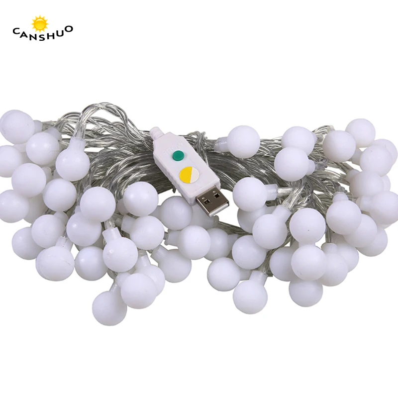 CANSHOU Warm White 2/3/5/10M LED USB Powered Globe Matt Globe Led Christmas Tree String Lights Garden Wedding Home Decor Lights