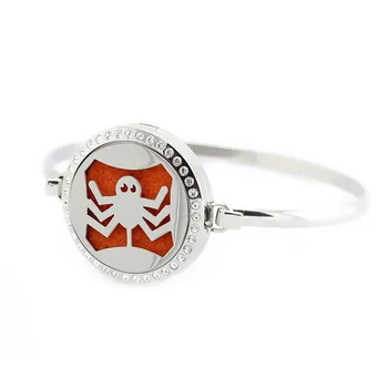

5Pcs Newest Style 30mm Halloween Spider Pattern Design Aromatherapy Essential Oil Diffuser Locket Bangle Jewelry