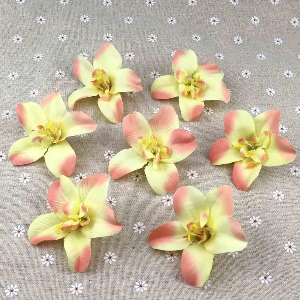 Light Pink Artificial Flower Heads Bulk Flowers Silk Carter orchid 20 Heads For Home Decor Corsage Flowers Cake Topper