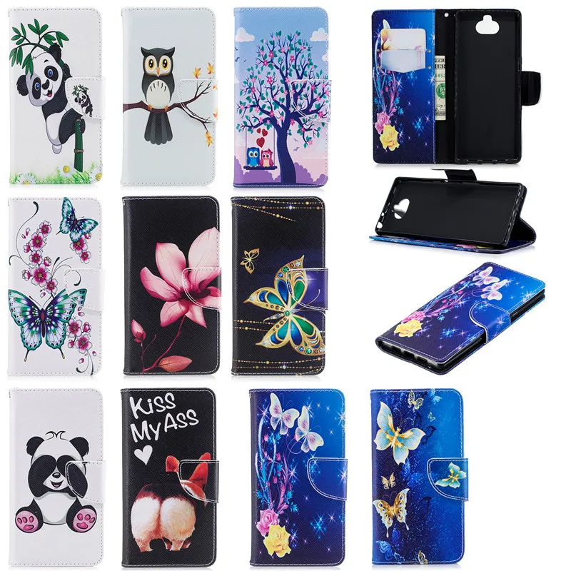 

Panda Owl Unicorn Butterfly Print Book Flip Case For Sony Xperia 10 Wallet Stand Cover For Sony Xperia10 I3113 I4113 I4193 I3123