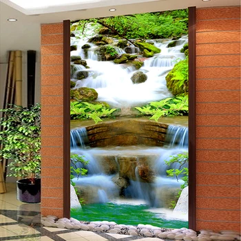 

Custom Wall Mural Wallpaper 3D Running Water Waterfall Living Room Entrance Photo Background Wall Covering Mural Papel De Parede
