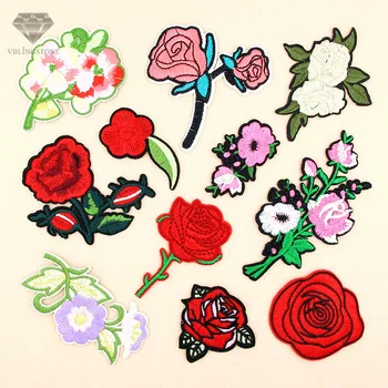 2017 New  Flower applique Rose Patch Stripes On Clothes Patches For Clothing Embroidered Patches Ironing Applications