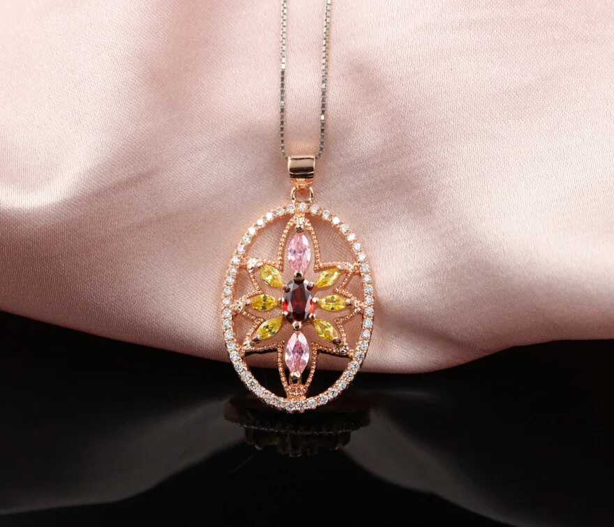 2016 new good gold-plated necklace Natural tourmaline Colorful Crystal Stone Pendants Women jewelry accessories girlfriend gift