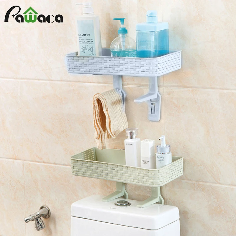 Multifunction bathroom Storage Shelves Racks plastic space saving wall
