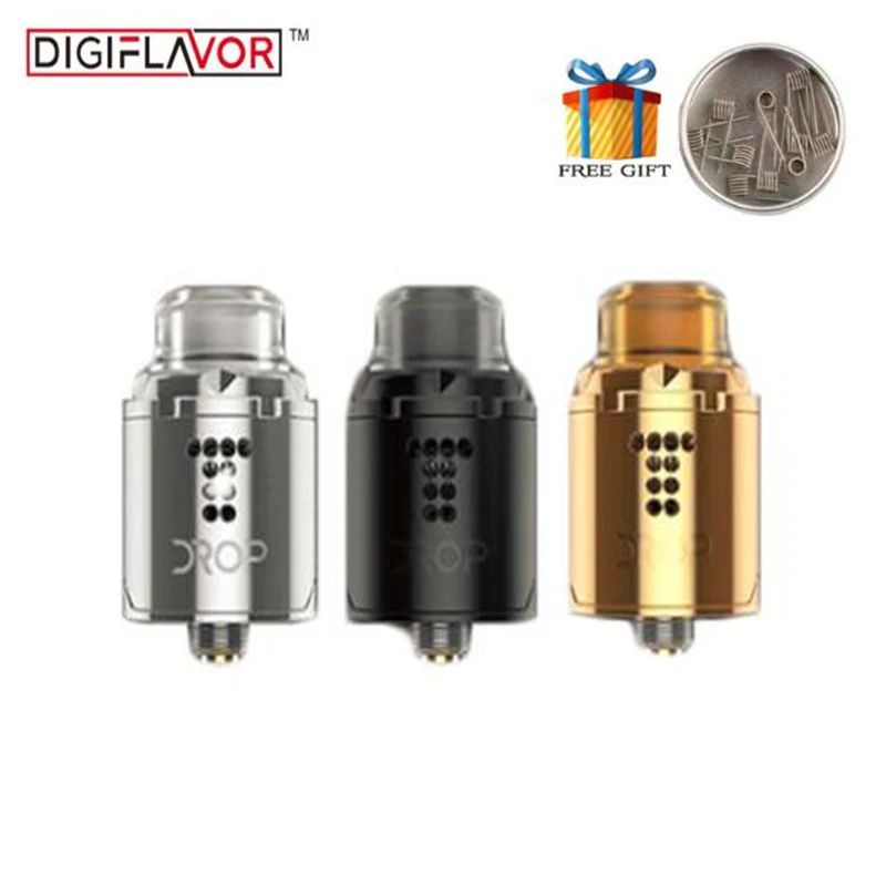 

Original Digiflavor Drop Solo RDA Tank Single Coil 22mm Two Caps standard 510 and BF Squonk 510 pin Deep Base Atomizer