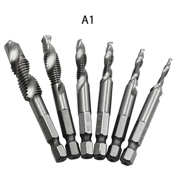

1/4'' Hex Dropship HSS High Speed Steel Thread Spiral Screw M3 M4 M5 M6 M8 M10 Metric Composite Tap Drill Bit Tap