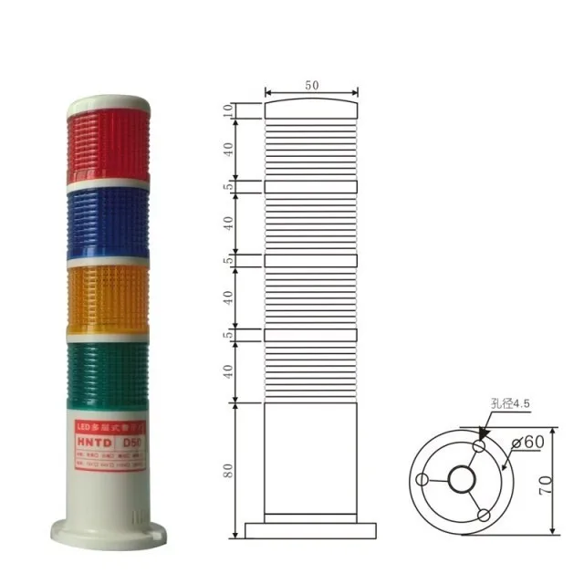 3 цвета, промышленный сигнальный аварийный светильник с башней безопасности, светодиодный, красный, зеленый, желтый, светодиодный, пластиковый, для помещений, 3 слоя - Цвет: 4 layer