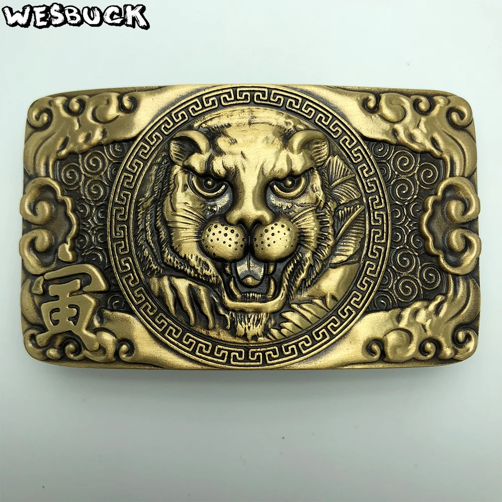 WesBuck Brand Solid brass belt buckle Chinese Style DIY 3D tiger Zodiac