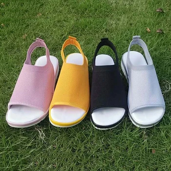 

Women Sandals 2019 New Female Shoes Woman Summer Wedge Comfortable Sandals Ladies Slip-on Flat Sandals Women Sandalias