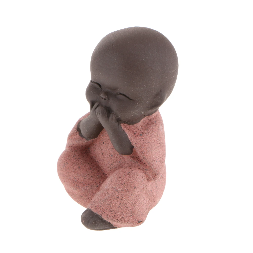 3x Buddha Statue Monk Tea Pet for Zen Garden Sand Decoration Meditation Home Office Decoration