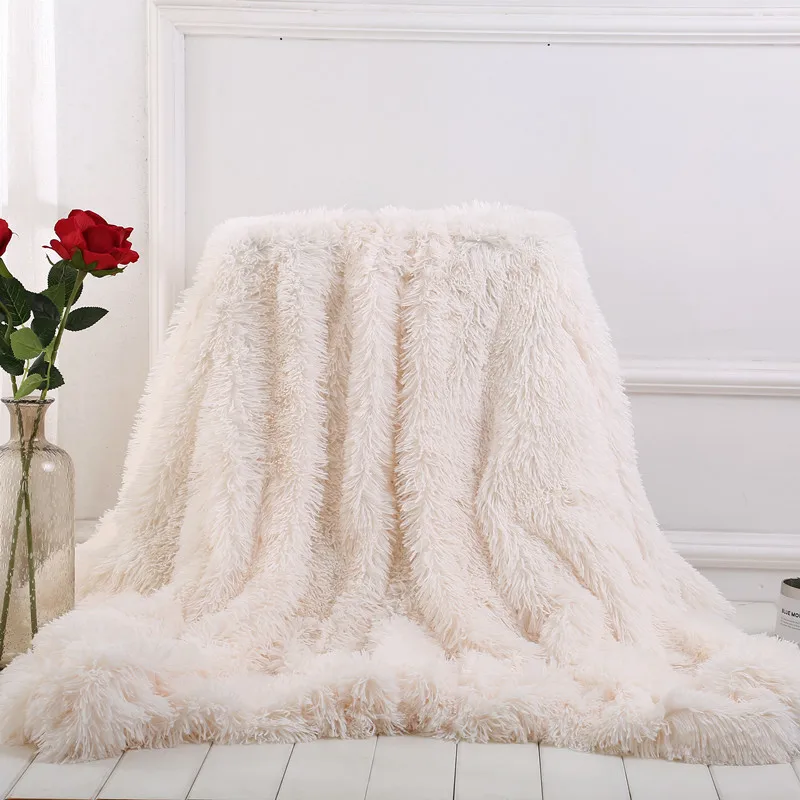 Soft And Warm Coral Velvet Sofa Chair Couch Blanket Long Plush Throw Blanket Adult Travel Portable Cover Bedspread For Bed - Цвет: White