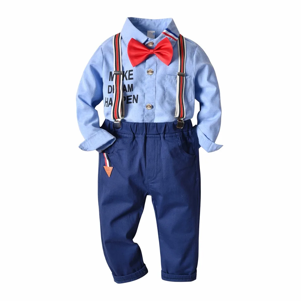 

New Gentleman Kids Baby 2PCS Shirts+Jean Baby Boys Wedding Clothes Set KS-1918