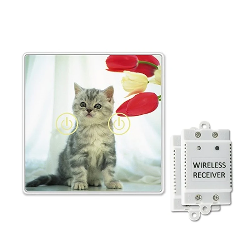 

Saful Wireless Switch One Control More Light Switch 150M Remote 50/60Hz Tempered Glass Panels 2 Gang 2 Way Led Wall Switch