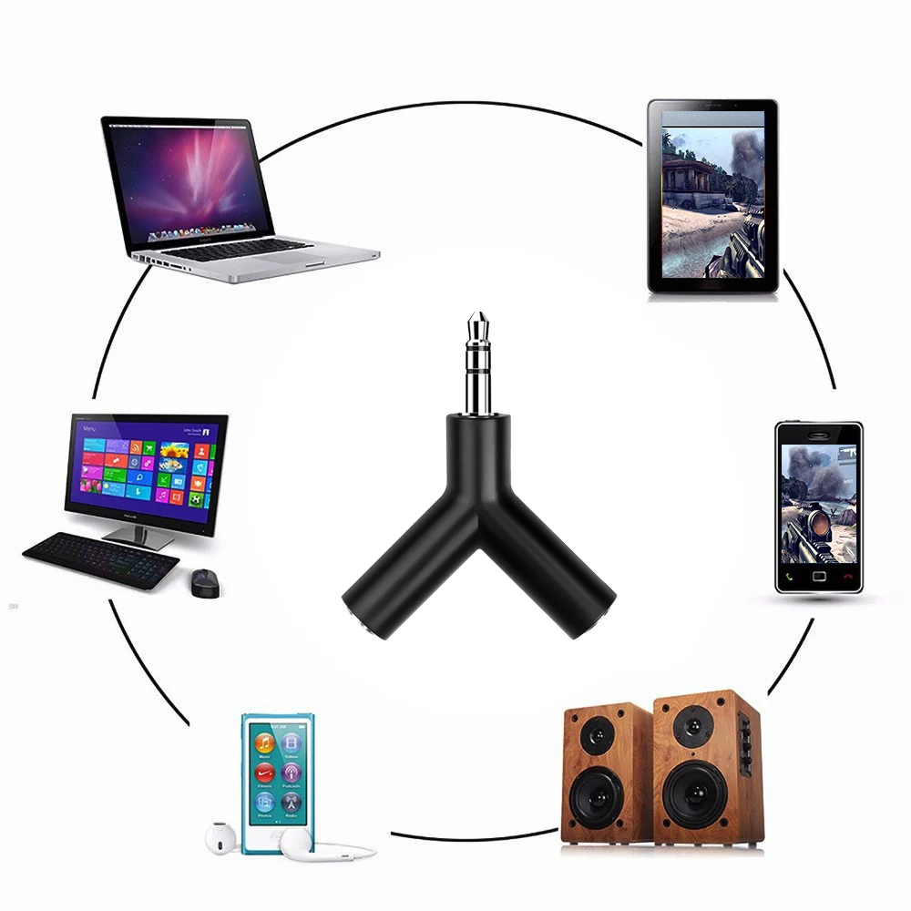 Адаптер kebidumei 3 5 мм с двойным разъемом для наушников Samsung mp3 плеера iPhone