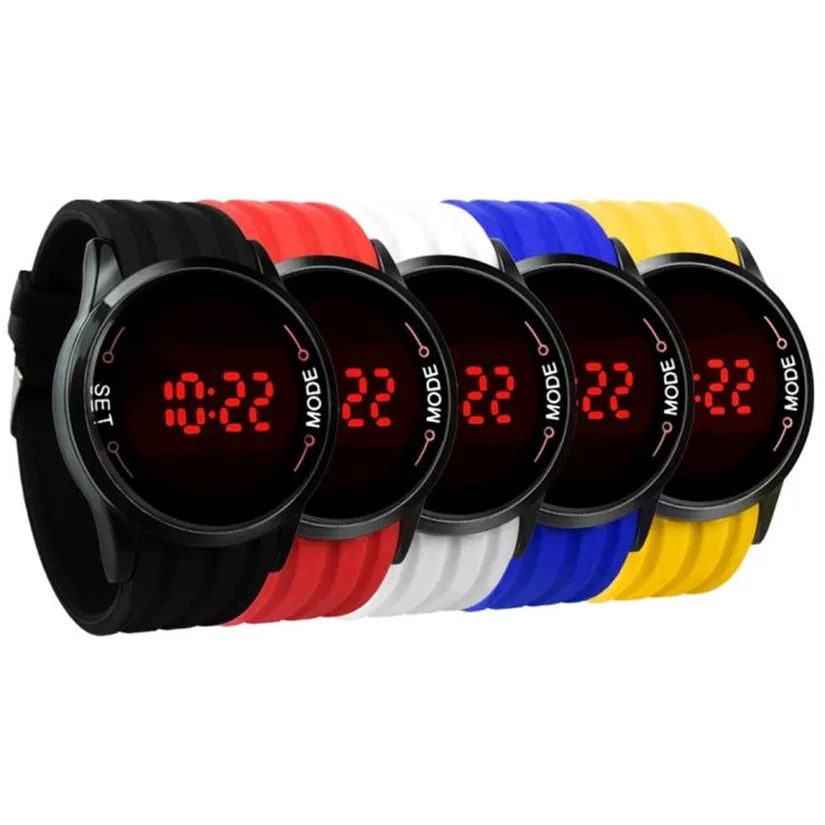 

New Top Brand Fashion Waterproof Mens Watch LED Touch Screen Date Silicone Wrist Black Watch #200717Wholesale Price