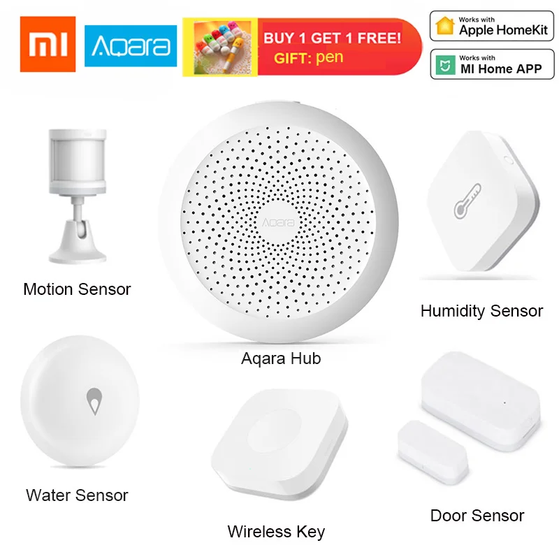 

Xiaomi aqara Hub Smart Home Kits Gateway Door Window Sensor Human Body Wireless Switch Humidity Water Sensor For Apple Homekit