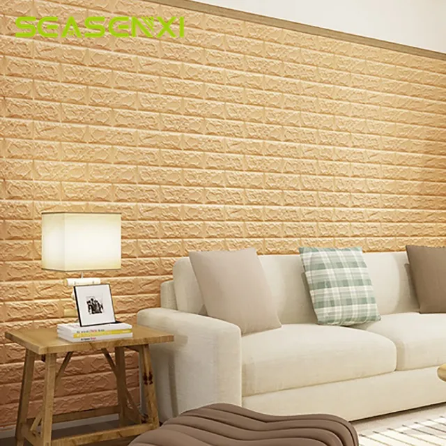 1pc Cream Pe Foam Wall Sticker Safty Home Wallpaper Diy 1pc Cream Pe Foam Wall Sticker Safty Home Wallpaper Diy Decor Brick Living Room