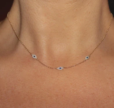 Billig 2018 feine silber schmuck minimal delicate cz Türkische bösen blick charme dainty choker schlüsselbein entzückende frauen mädchen kette halskette