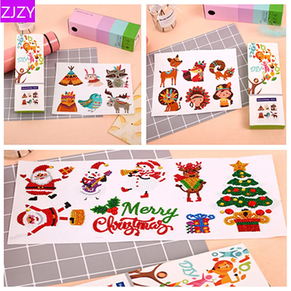 

Christmas Diamond Painting DIY Mini-Patterns Diamond Embroidery For Children Round Sticker For Cup Book Phone Decoration