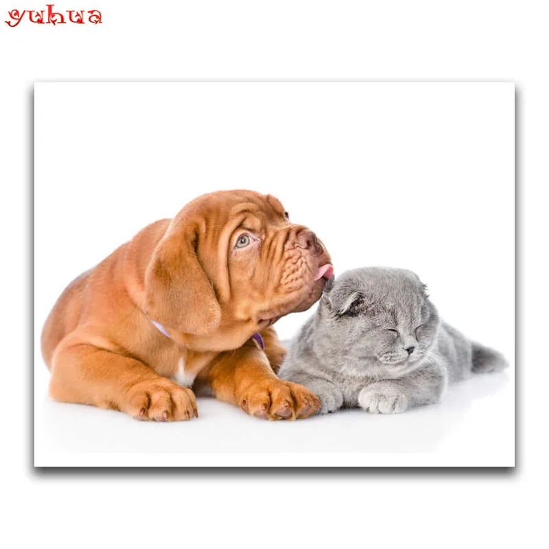 Round Diamond painting Cross stitch dierlijk Cat DIY 3D Diamond mosaic colorful Art Full Square Diamond embroidery Cartoon Dogs_