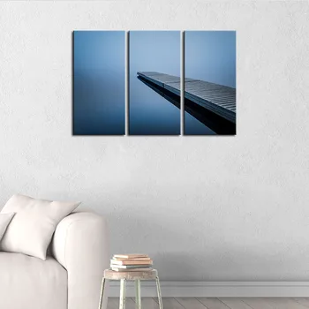

3 Panels Hot Sell Posters Modern wall Painting Dock Water Reflection Home wedding Decorative Modular Picture Print on Canvas