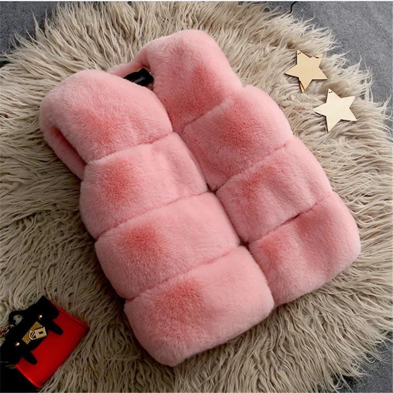 

Artiflcial Fur High Imitation 99% Rex Rabbit Fur Baby Vest Outwear Vest Waistcoats Girls Autumn Fashion Solid Color Vests