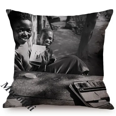 Африканское изображение первобытного племени, африканская жизнь, черно-белое искусство, декоративная наволочка для дома, музейная галерея, чехол для дивана - Цвет: M117-1