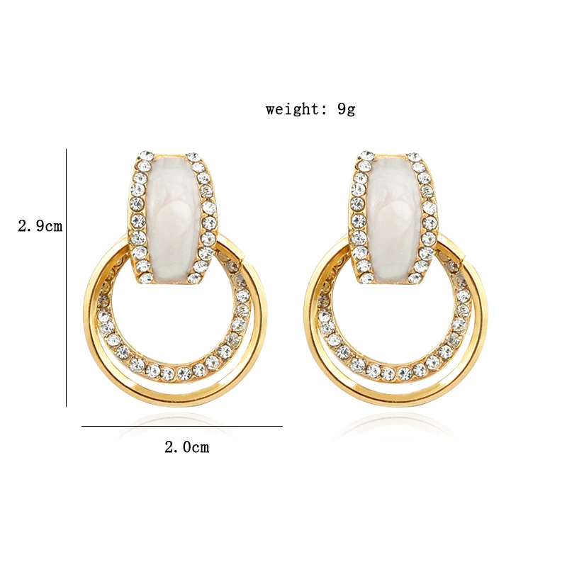 Изысканные геометрические круглые серьги с кристаллами двойные акриловые