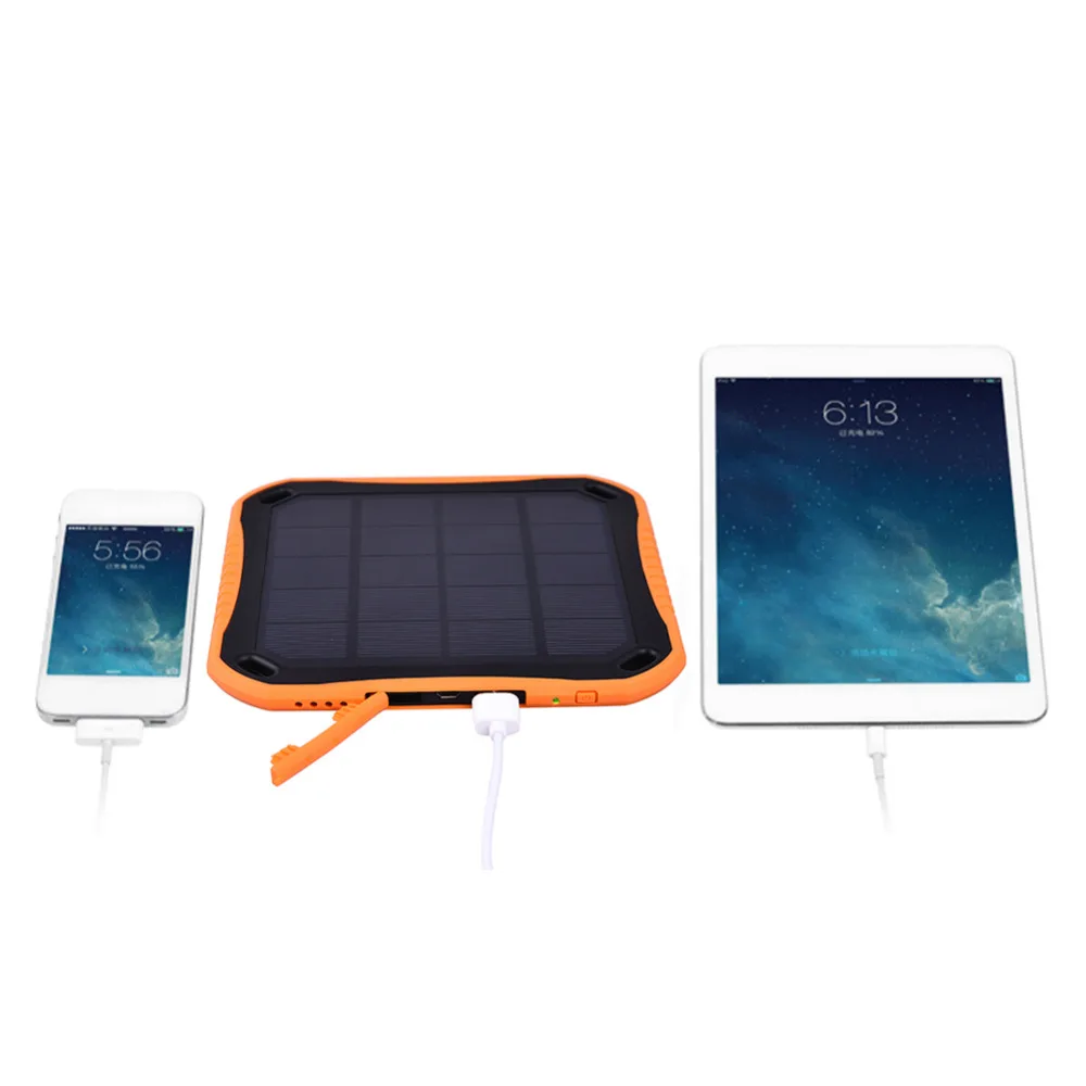  5600mAh Solar Charger Waterproof Phone External Battery Dual USB Power Bank for Iphone 5/5s/6/6s 8 LEDs Cable as Gift 