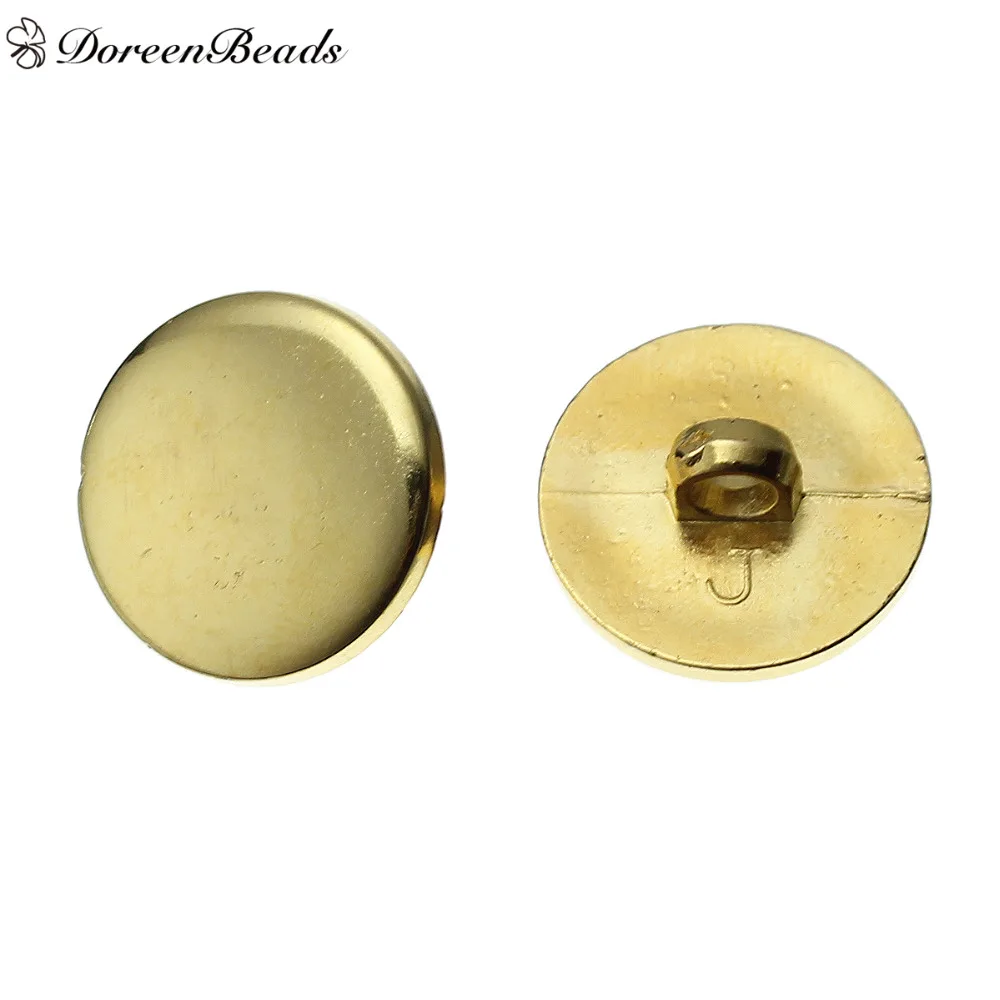 

DoreenBeads Plastic Sewing Shank Buttons Round Gold Plated 18mm( 6/8") Dia, 20 PCs