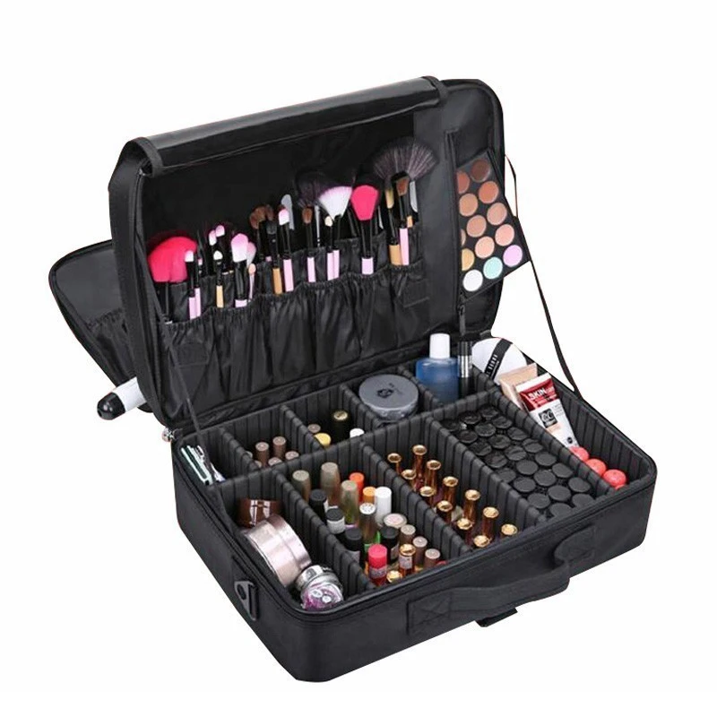 

High Quality Professional Empty Cosmetic bag Women Travel Large Capacity Storage case insert tool box Make up Bag Suitcases