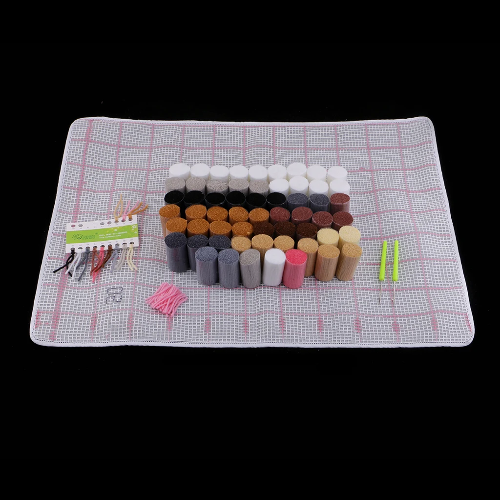 2 Set DIY Animal Latch Hook Kit Embroidery Needlework Supplies for Tapestry Carpet Rug Pillow Mat Cushion 75x57cm