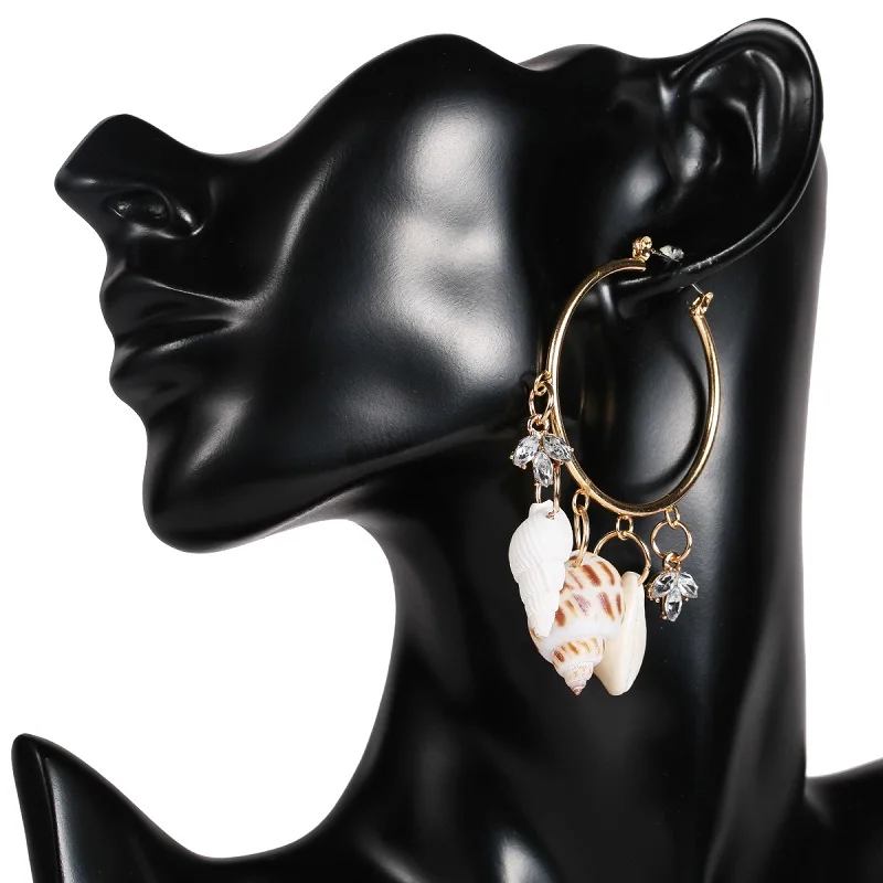 

Wedding Crystal Earrings For Women Big Statement Drop Earrings Hanging Shell Dangle Earrings Fashion Jewelry Accessories