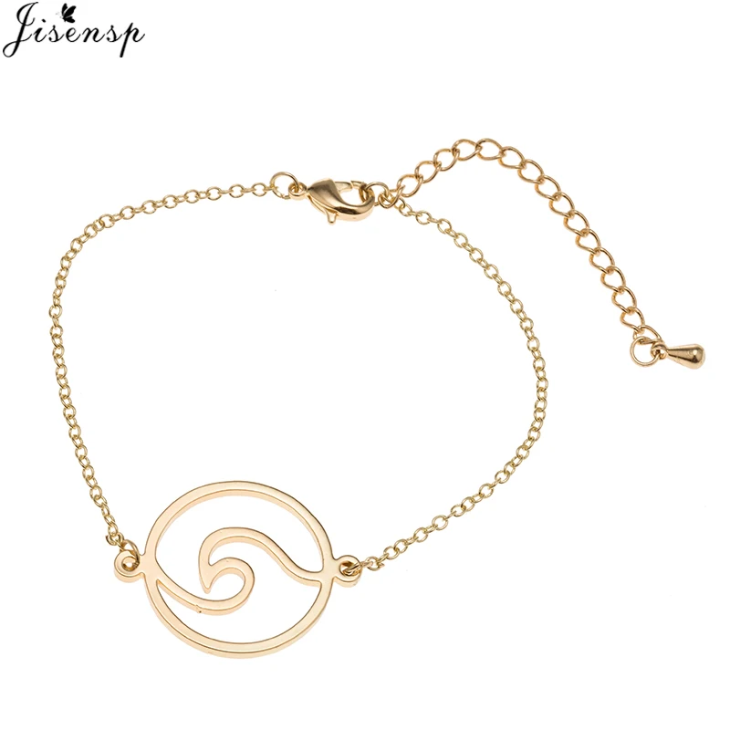 Jisensp Stainless Steel Wave Necklace Pendant Beach Surfer Jewelry for Women Ocean Wave Charm Choker Necklaces Collar - Окраска металла: gold bracelet