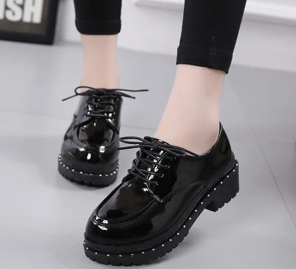 

2019 Spring women flats sneakers shoes women slip on flat loafers leather shoes handmade boat shoes black oxfords
