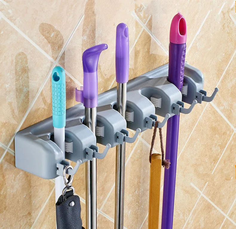 

1PC Kitchen Wall Mounted Hanger Storage Rack 3-5 Position Kitchen Mop Brush Broom Organizer Holder NG 004