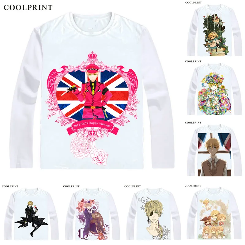 

United Kingdom Arthur Kirkland Artie T Shirt Axis Powers Hetalia Men T-shirt Casual Vintage TShirt Printed Long Sleeve Shirts