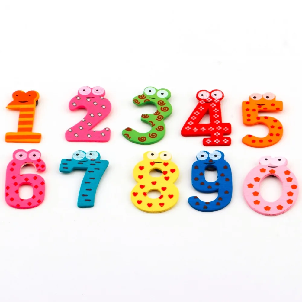 

10 Number Wooden Fridge Magnet Stickers Set For Education Learn Cute Kid Baby Toy Christmas Gift Number Decor Wall Sticker