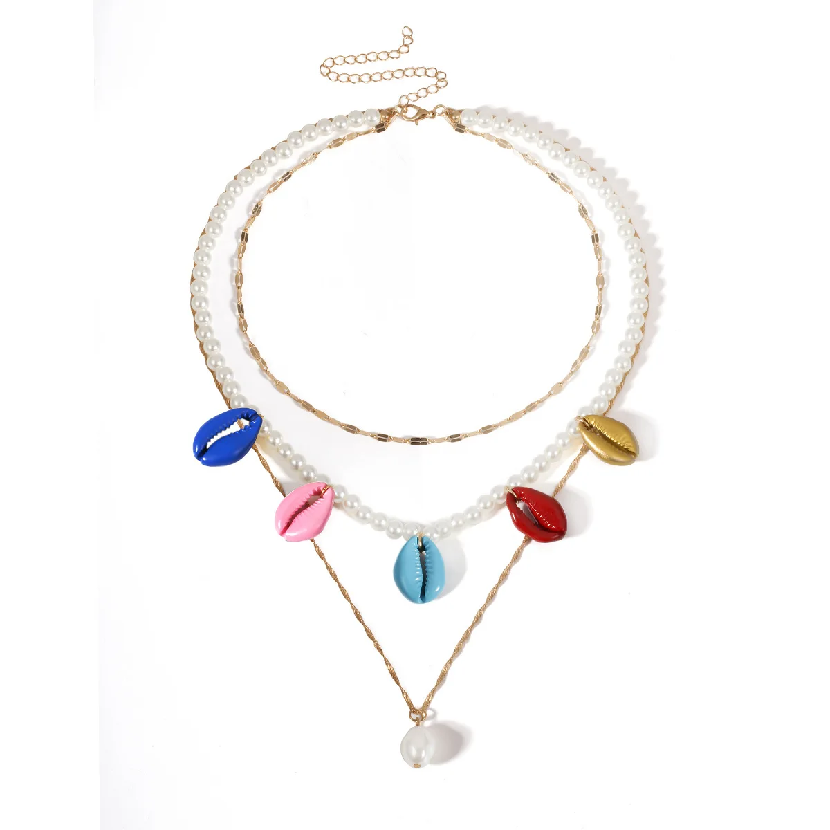 Корея искусственный жемчуг многосломногосломногослойное ожерелье цветной натуральный корпус ожерелье с подвеской в стиле бохо ювелирные изделия для женщин ручной работы