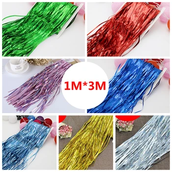 

1M*3M long Rainbow Laser Shiny Rain Curtains Deco mariage Wedding Birthday party Decor photo booth backdrop Background Supplies
