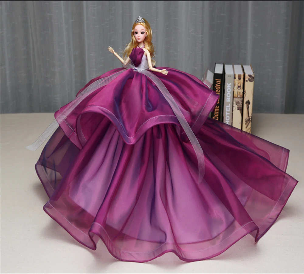 

80CM Tail Wedding Dress Doll Toy 3D Wedding Bobby Doll Large Skirt Bride Girl Super Temperamental Cartoon Princess Doll Toy Gift